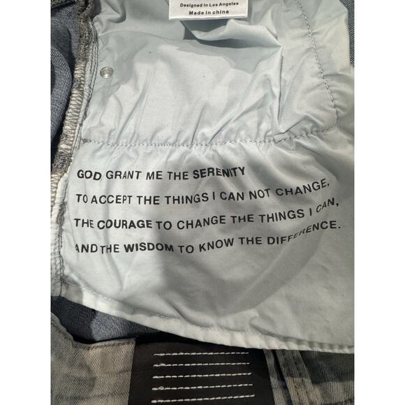 SERENEDE Bandana Patch Distressed Jeans Men’s 42 Tapered Light Wash Streetwear - Picture 9 of 15